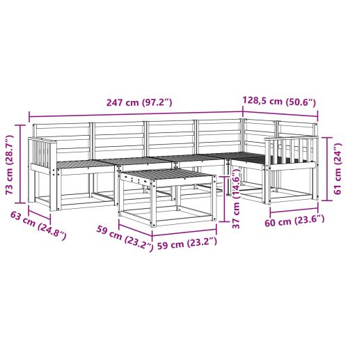 Комплект дивани за открито 6 pcs Естествен