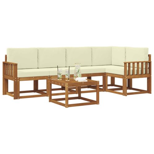 Комплект дивани за открито 6 pcs Натурален и Крема