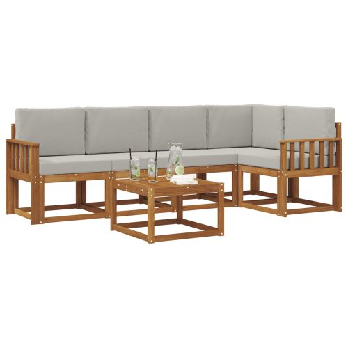 Комплект дивани за открито 6 pcs Естествено и светло сиво