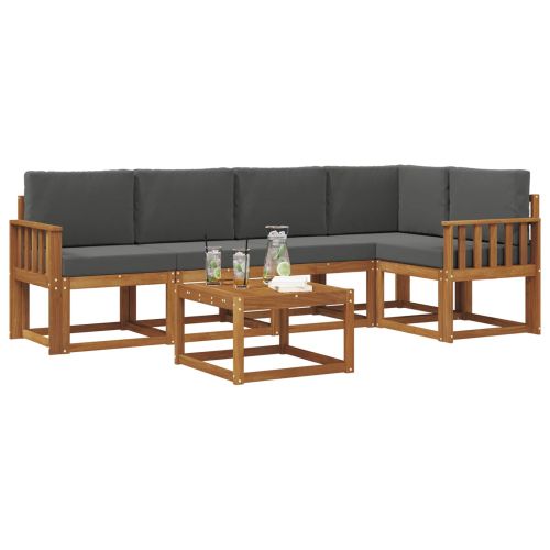 Комплект дивани за открито 6 pcs Натурален и Антрацит