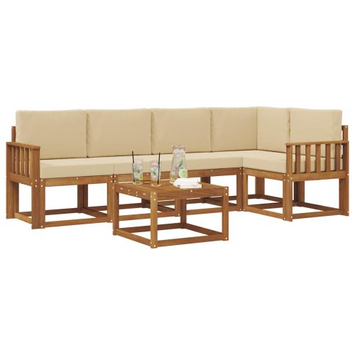 Комплект дивани за открито 6 pcs Натурален и Бежов