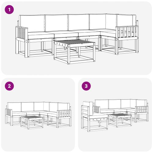 Комплект дивани за открито 6 pcs Натурален и Бежов