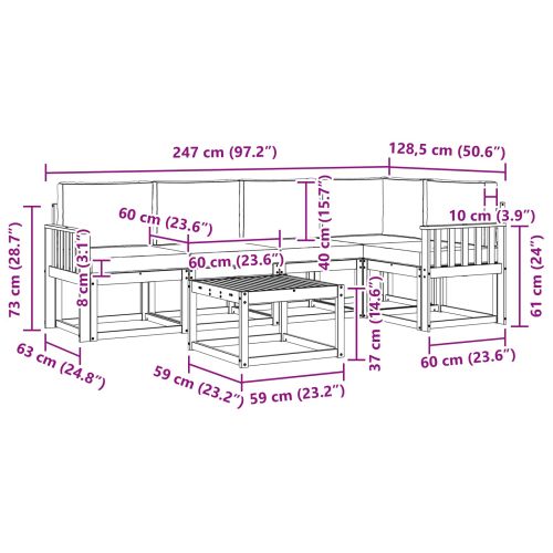 Комплект дивани за открито 6 pcs Натурален и Бежов