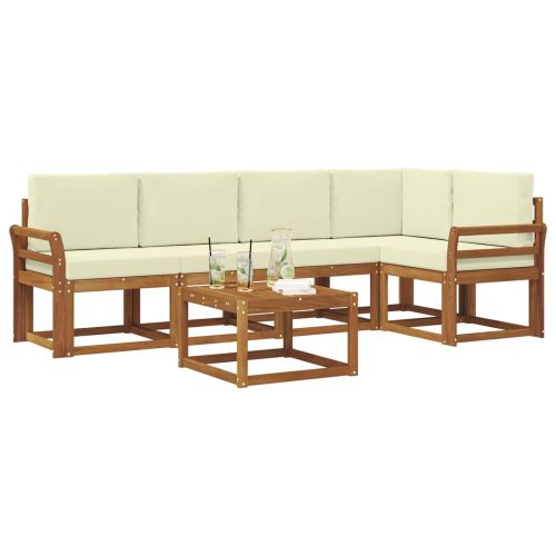 Комплект дивани за открито 6 pcs Натурален и Крема