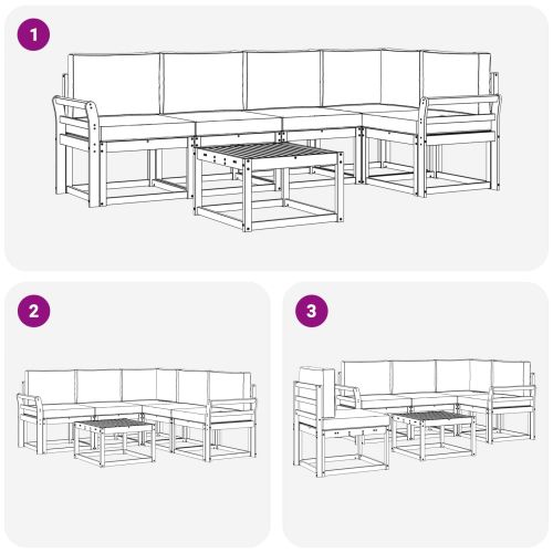 Комплект дивани за открито 6 pcs Натурален и Крема