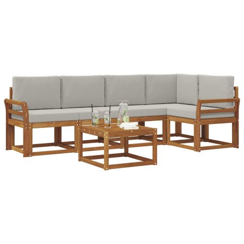 Комплект дивани за открито 6 pcs Естествено и светло сиво