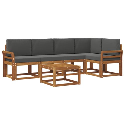 Комплект дивани за открито 6 pcs Натурален и Антрацит