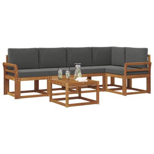 Комплект дивани за открито 6 pcs Натурален и Антрацит