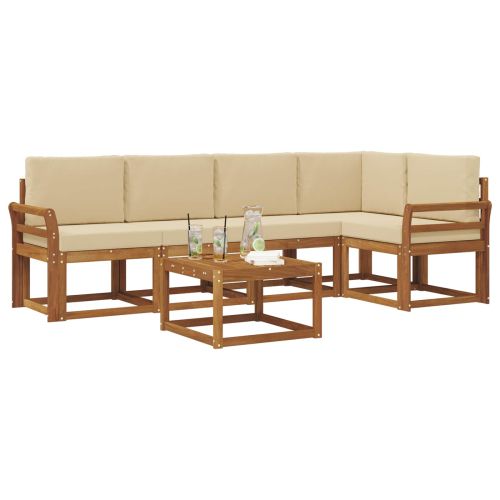 Комплект дивани за открито 6 pcs Натурален и Бежов