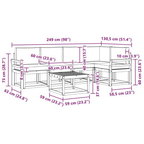 Комплект дивани за открито 6 pcs Натурален и Бежов