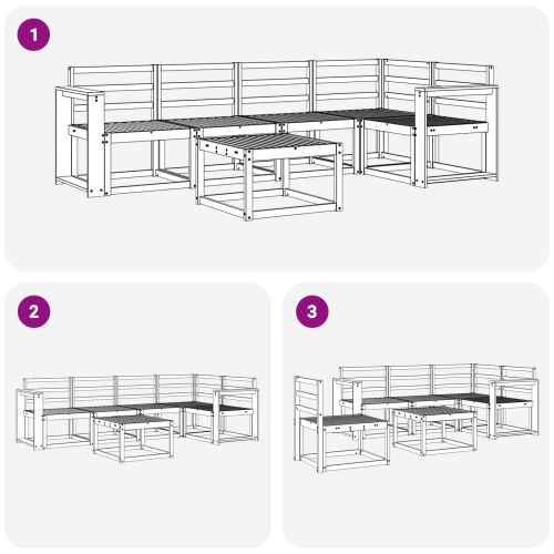 Комплект дивани за открито 6 pcs Естествен