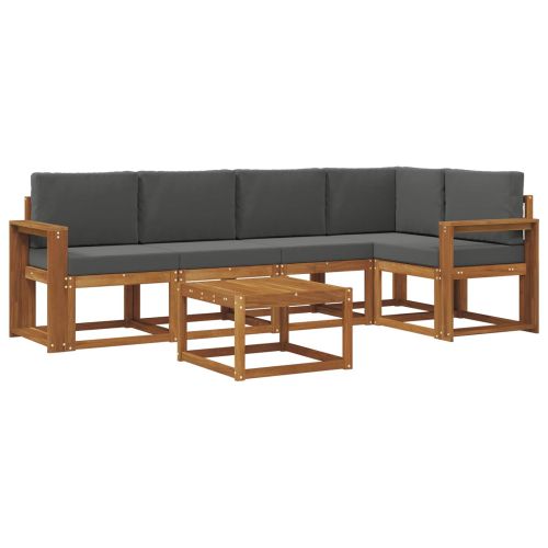 Комплект дивани за открито 6 pcs Натурален и Антрацит