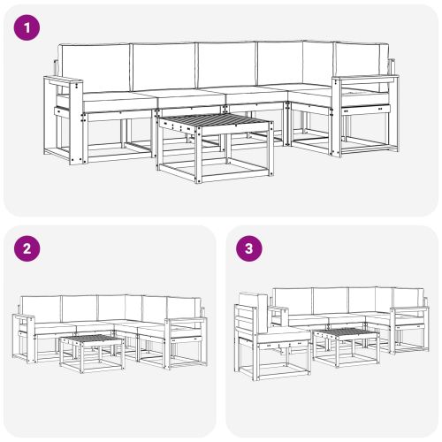 Комплект дивани за открито 6 pcs Натурален и Бежов