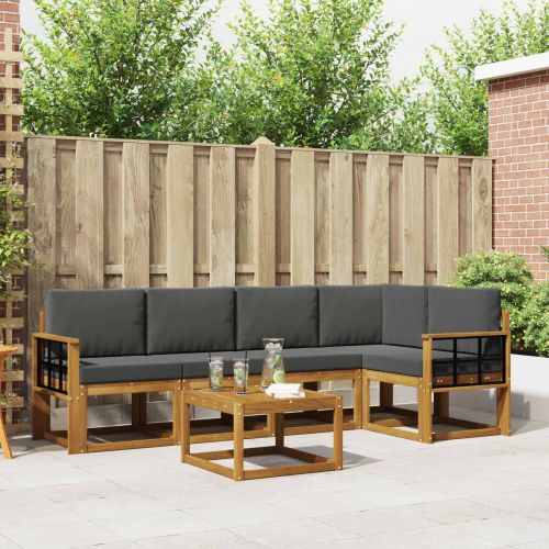 Комплект дивани за открито 6 pcs Натурален и Антрацит