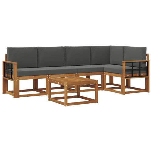 Комплект дивани за открито 6 pcs Натурален и Антрацит