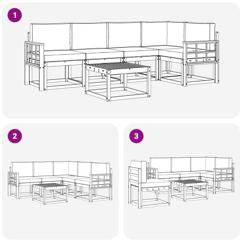 Комплект дивани за открито 6 pcs Натурален и Бежов