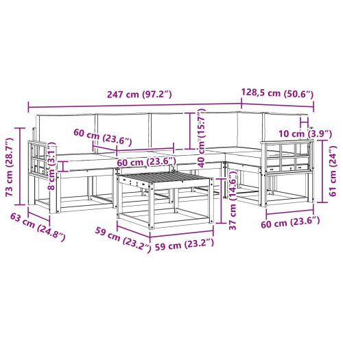 Комплект дивани за открито 6 pcs Натурален и Бежов