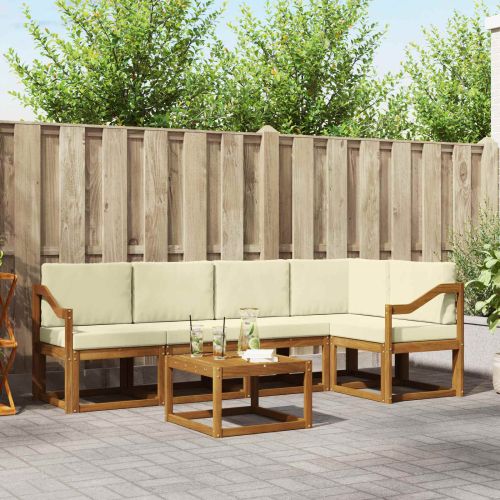 Комплект дивани за открито 6 pcs Натурален и Крема