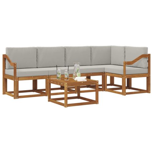 Комплект дивани за открито 6 pcs Естествено и светло сиво