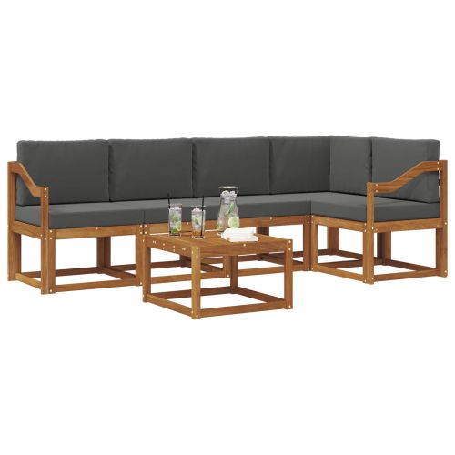 Комплект дивани за открито 6 pcs Натурален и Антрацит