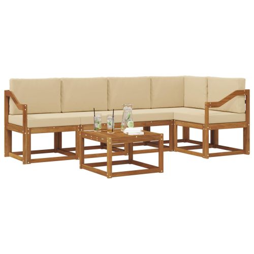 Комплект дивани за открито 6 pcs Натурален и Бежов