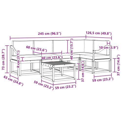 Комплект дивани за открито 6 pcs Натурален и Бежов