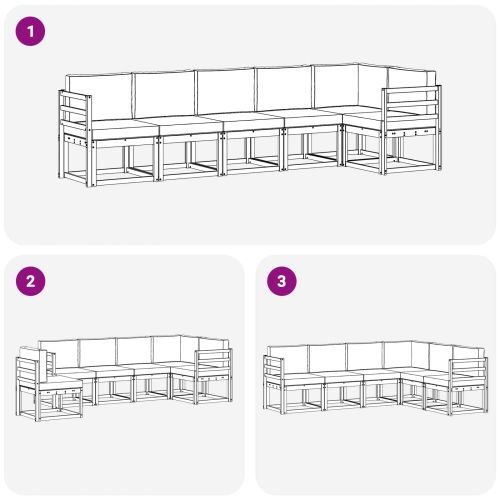Комплект дивани за открито 6 pcs Натурален и Антрацит