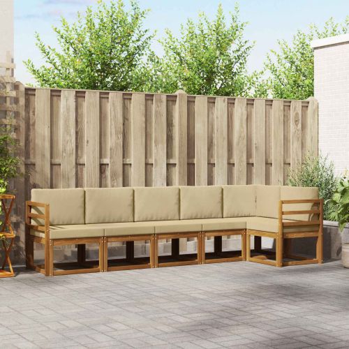 Комплект дивани за открито 6 pcs Натурален и Бежов