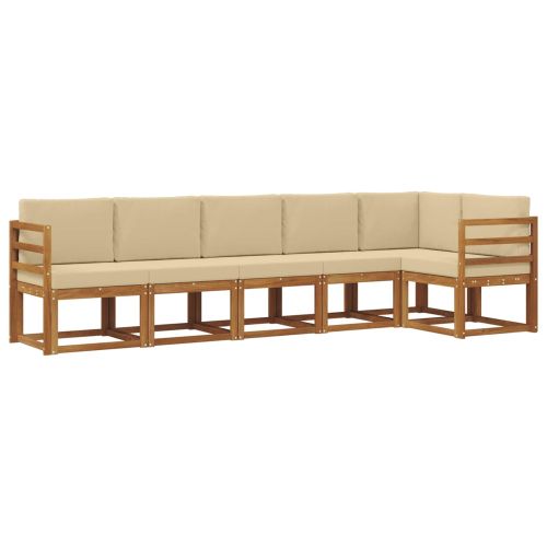 Комплект дивани за открито 6 pcs Натурален и Бежов