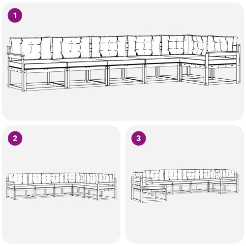 Комплект дивани за открито 6 pcs Натурален и Крема