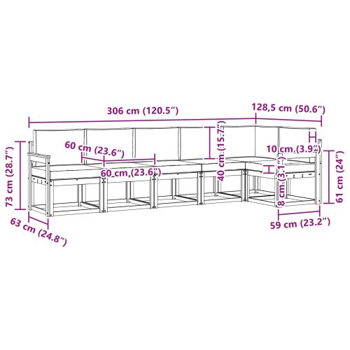 Комплект дивани за открито 6 pcs Натурален и Антрацит