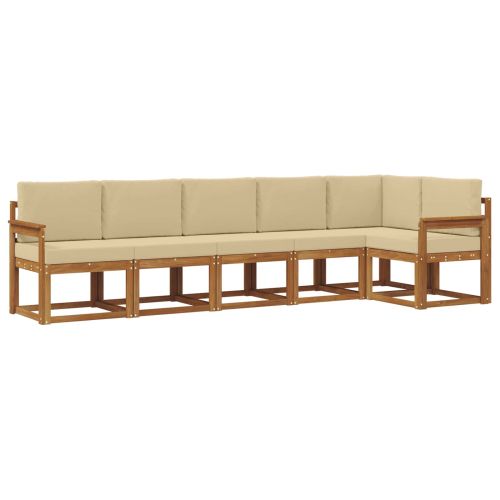 Комплект дивани за открито 6 pcs Натурален и Бежов