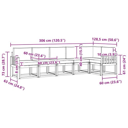 Комплект дивани за открито 6 pcs Натурален и Крема