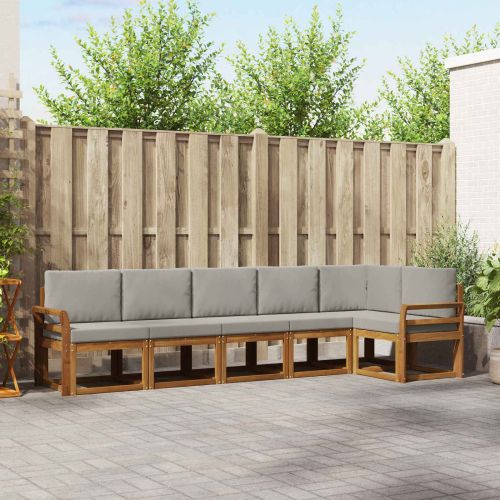 Комплект дивани за открито 6 pcs Естествено и светло сиво