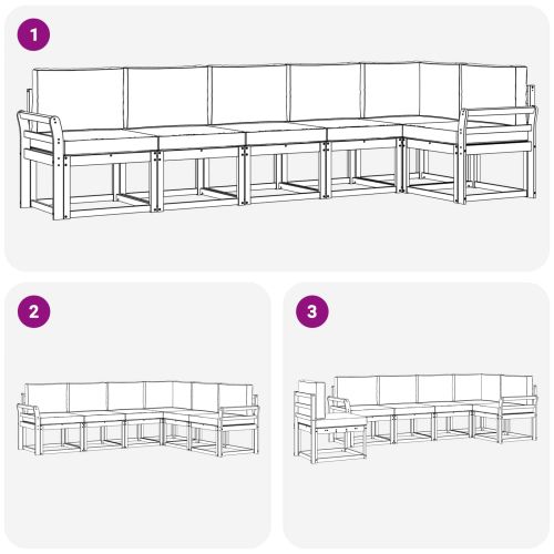Комплект дивани за открито 6 pcs Естествено и светло сиво