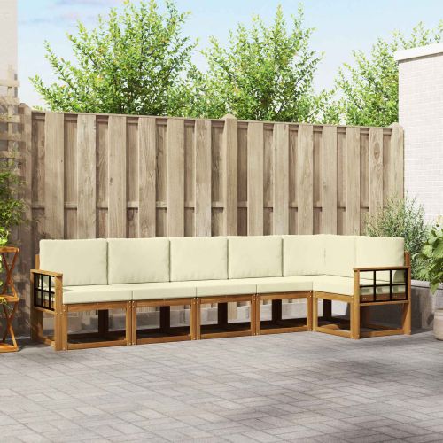 Комплект дивани за открито 6 pcs Натурален и Крема