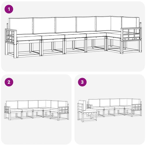 Комплект дивани за открито 6 pcs Натурален и Крема