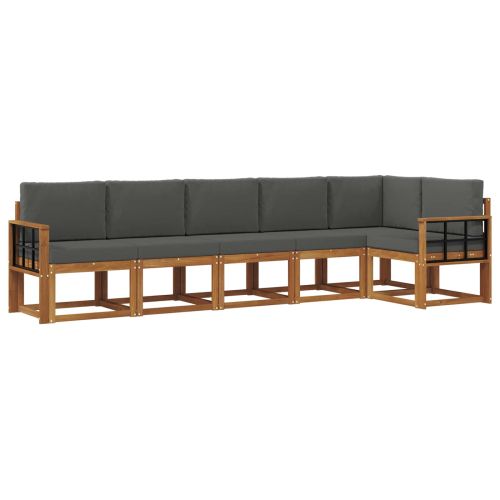 Комплект дивани за открито 6 pcs Натурален и Антрацит