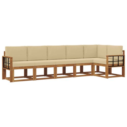 Комплект дивани за открито 6 pcs Натурален и Бежов