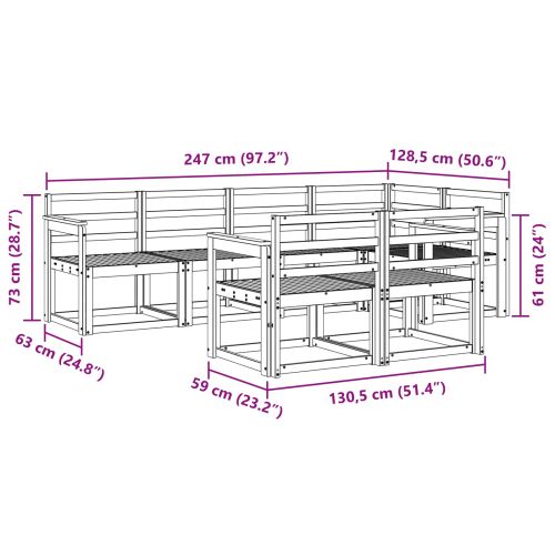 Комплект дивани за открито 7 pcs Естествен