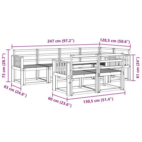 Комплект дивани за открито 7 pcs Естествен