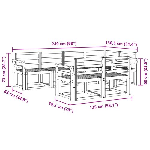 Комплект дивани за открито 7 pcs Естествен