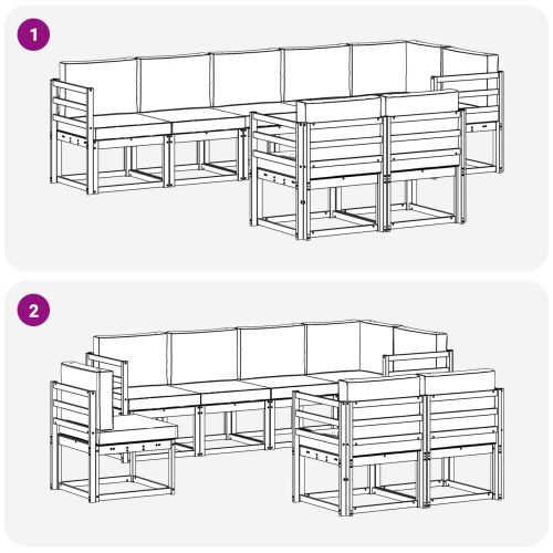 Комплект дивани за открито 8 pcs Натурален и Бежов