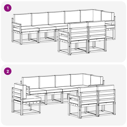 Комплект дивани за открито 8 pcs Натурален и Крема