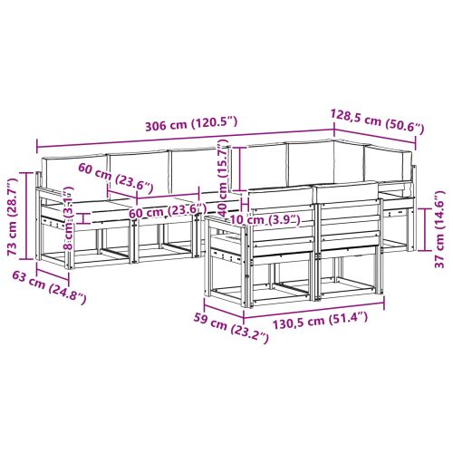 Комплект дивани за открито 8 pcs Натурален и Антрацит