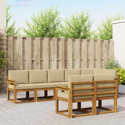 Комплект дивани за открито 8 pcs Натурален и Бежов