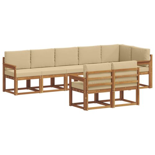 Комплект дивани за открито 8 pcs Натурален и Бежов