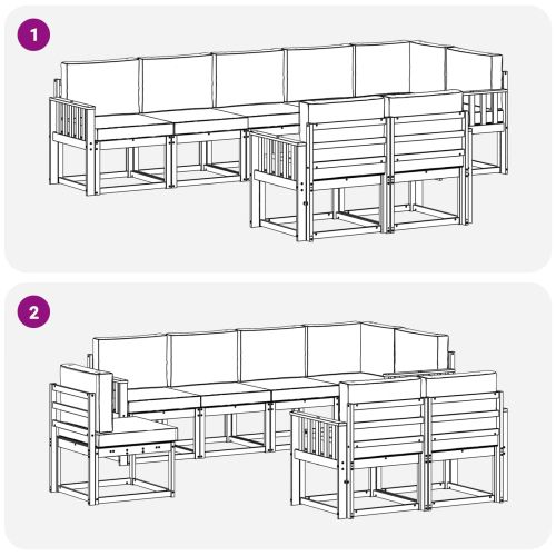 Комплект дивани за открито 8 pcs Натурален и Крема