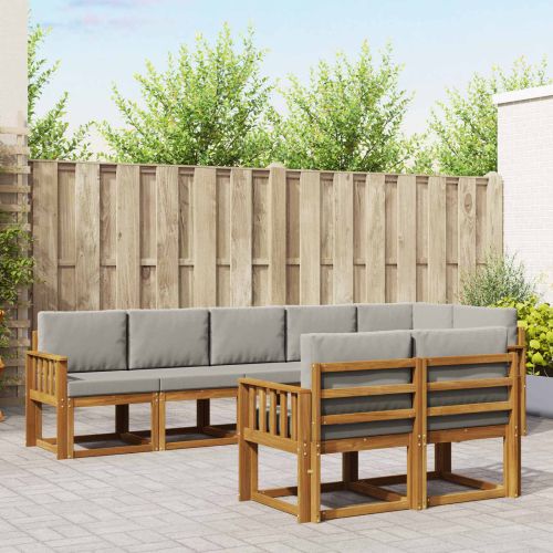 Комплект дивани за открито 8 pcs Естествено и светло сиво