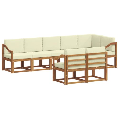 Комплект дивани за открито 8 pcs Натурален и Крема